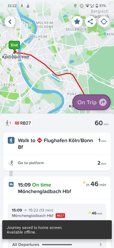 trip preview in the citymapper application