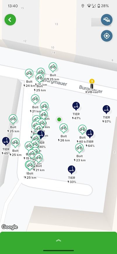 scooter status in the citymapper application