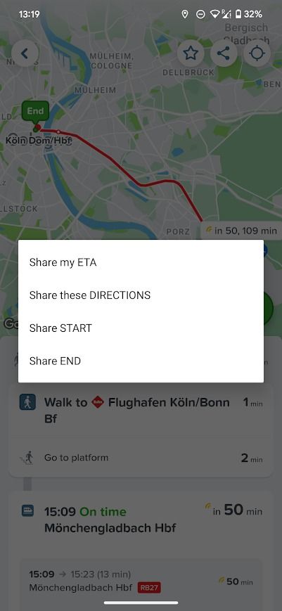 citymapper app location sharing options