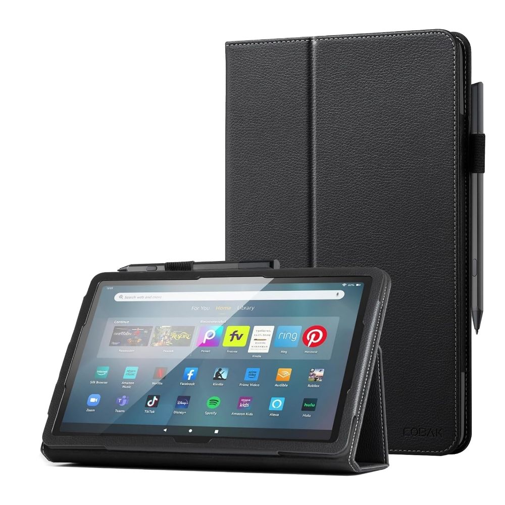 CoBak Folio Cover for Fire Max 11, folded and kickstand view