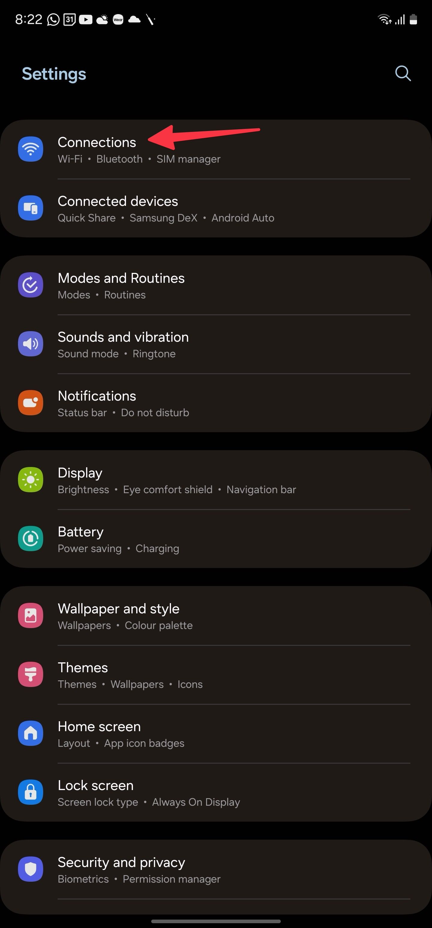 Open a connection on your Samsung phone