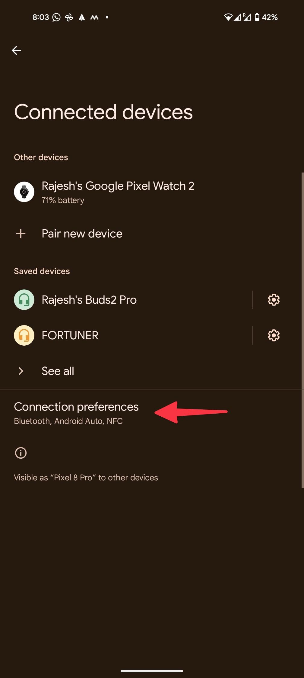 Android connection settings