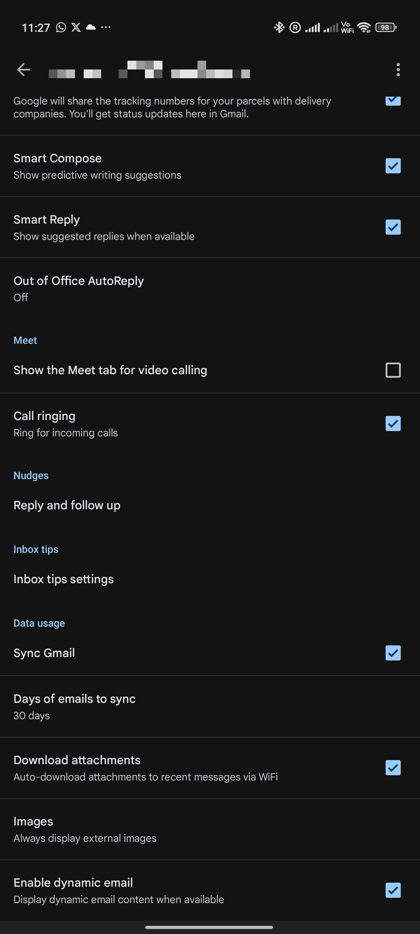 Gmail for Android: Account settings