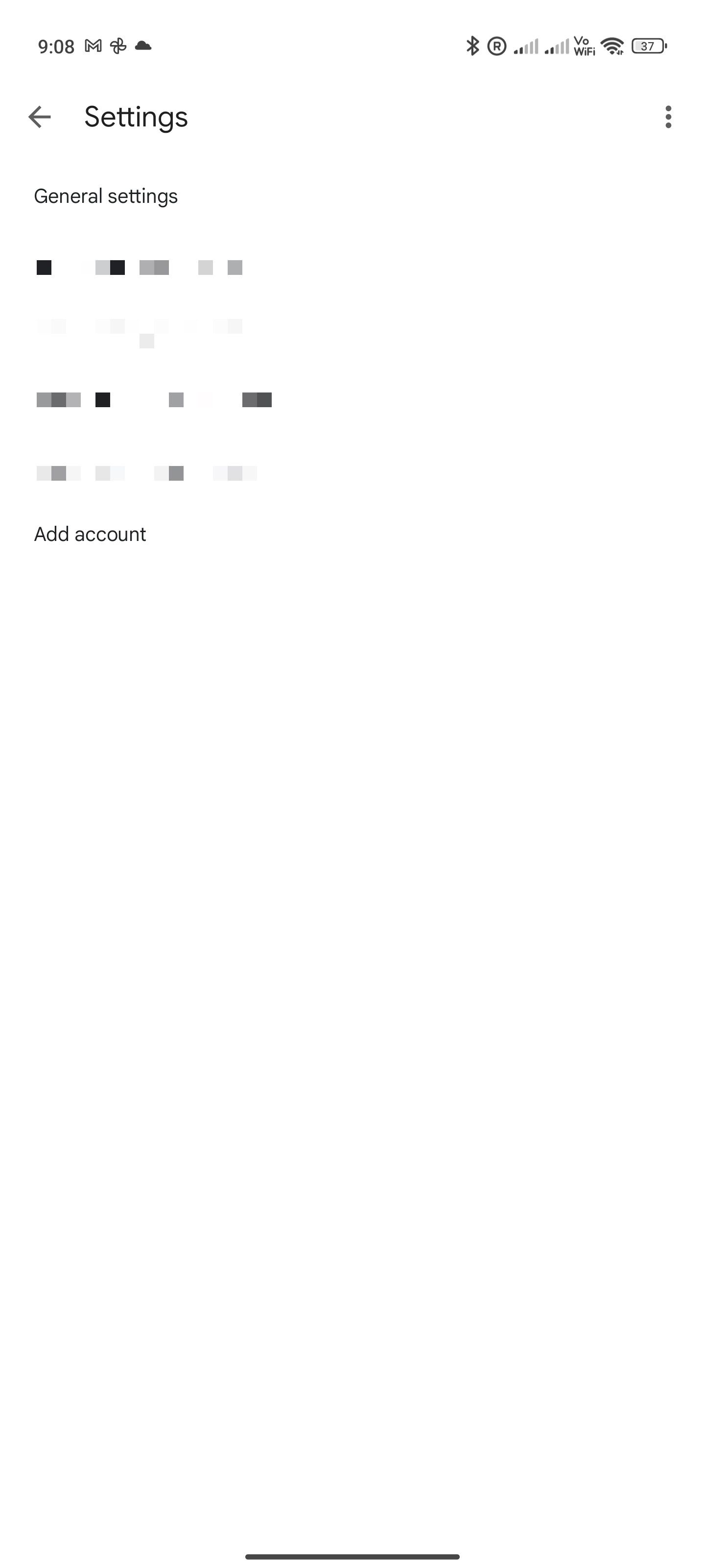 Gmail for Android accounts list