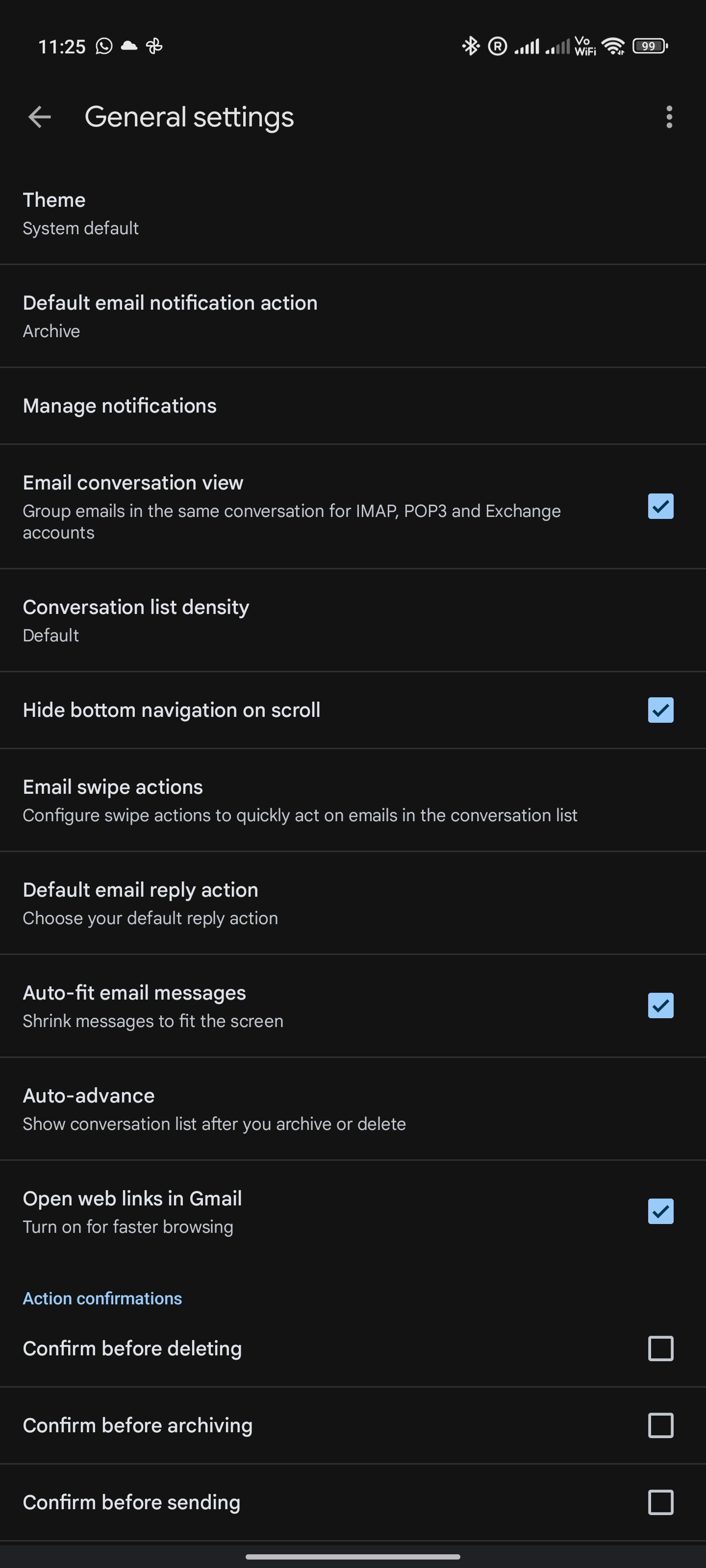 General settings in Gmail