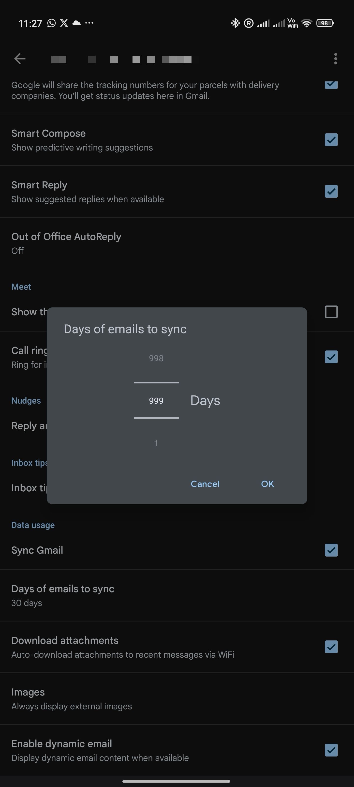 Gmail for Android: Mail sync option