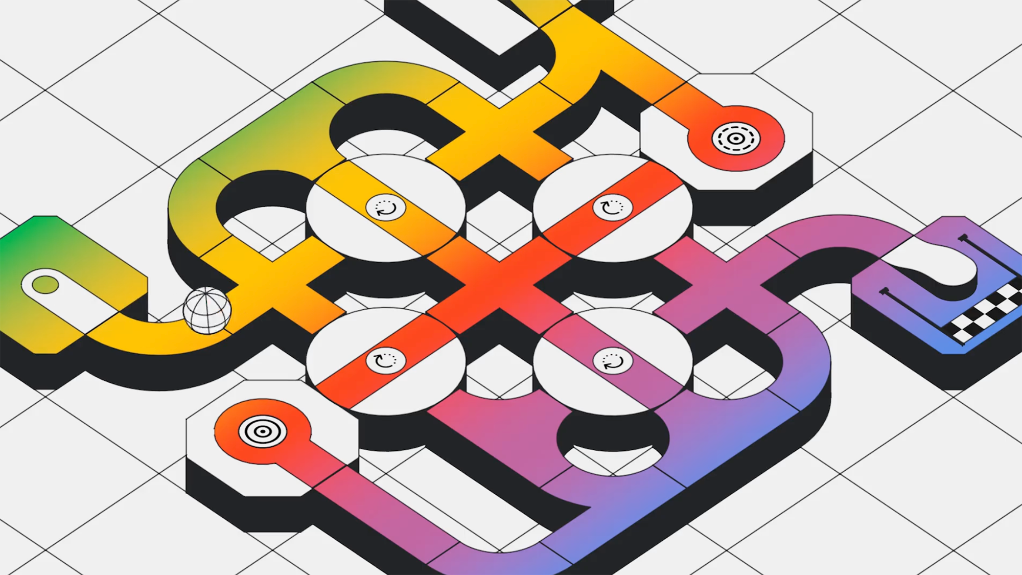 Colorful puzzle on a white grid background teasing the Google I/O 2024 date reveal