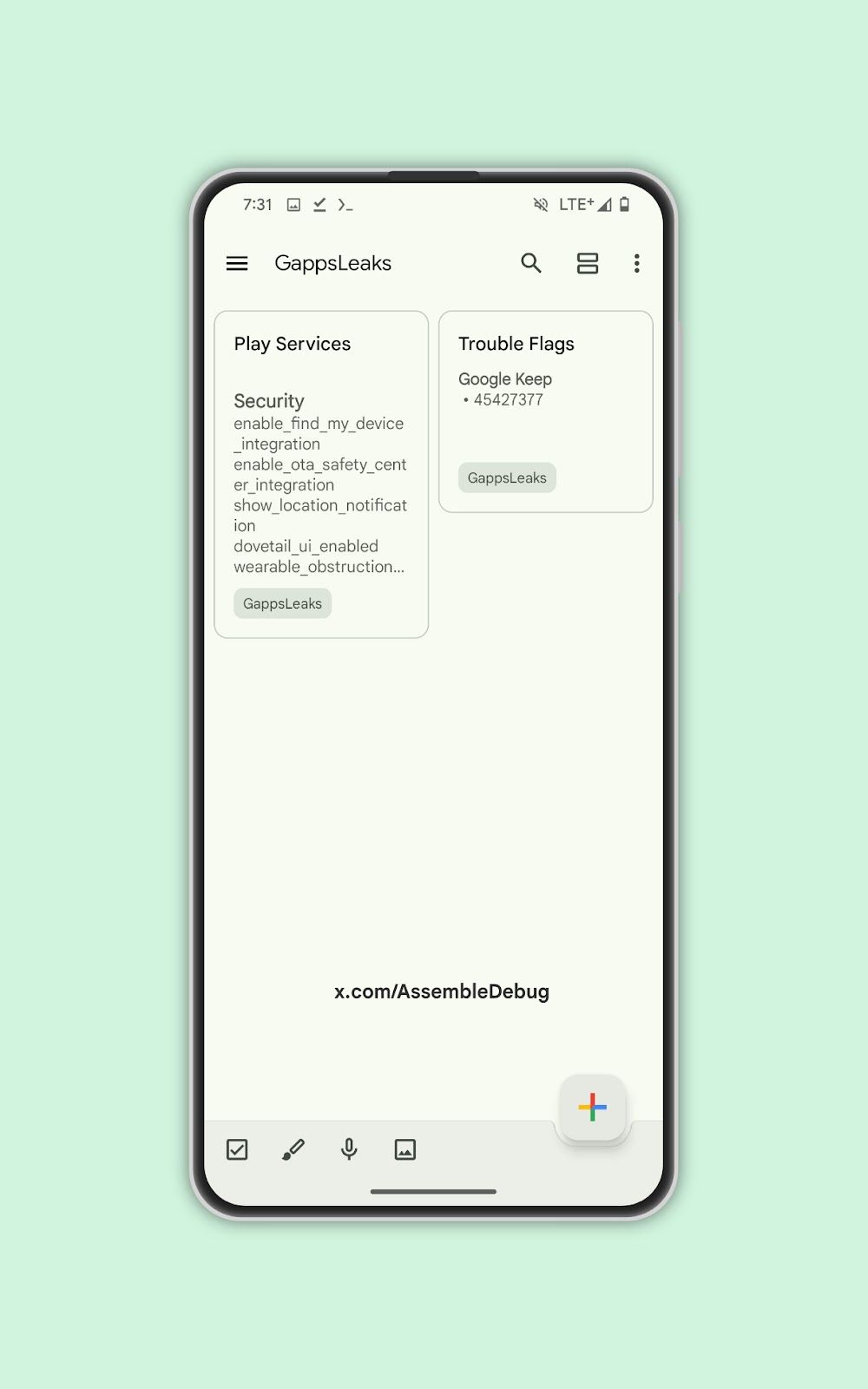 A screenshot of the current UI in Google Keep