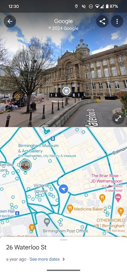 google maps street view in app