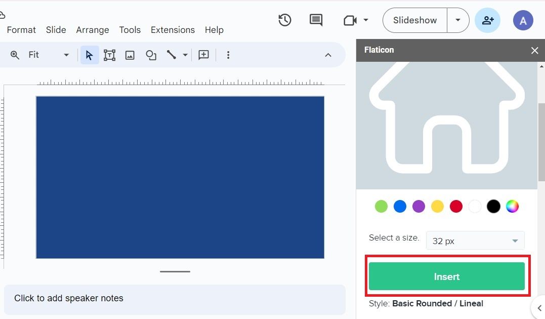 Screenshot highlighting 'Insert' in Google Slides