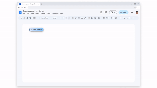 Help me Write feature in Google Docs