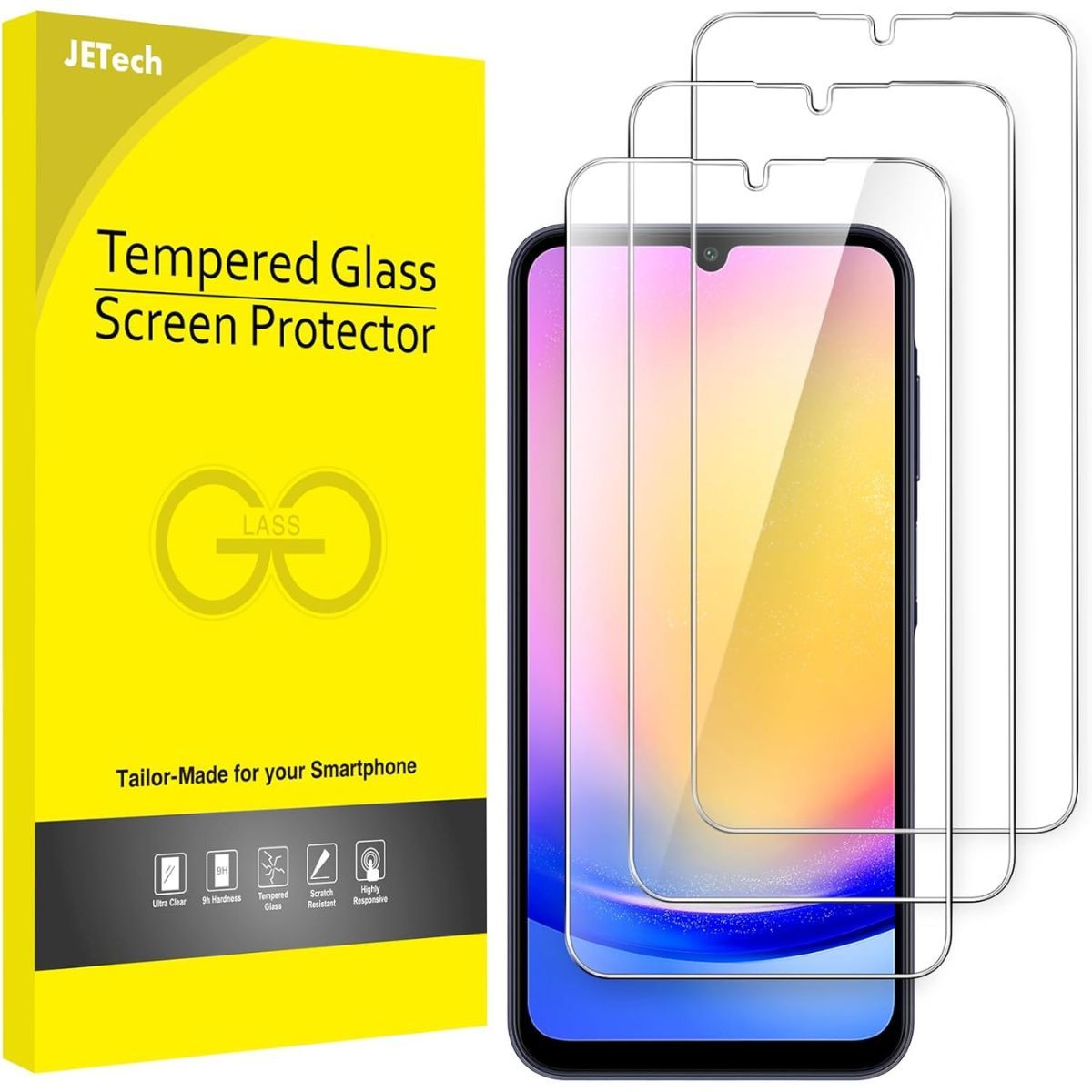 JETech Tempered Glass Screen Protector for Galaxy A25 5G