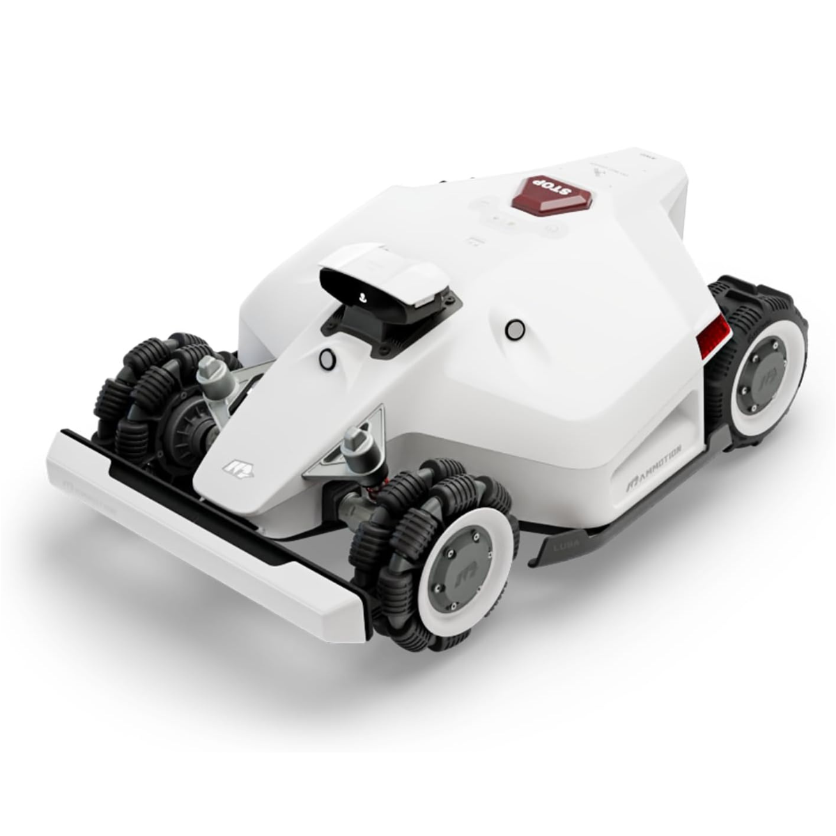 The Luba 2 AWD robot lawnmower, angled view