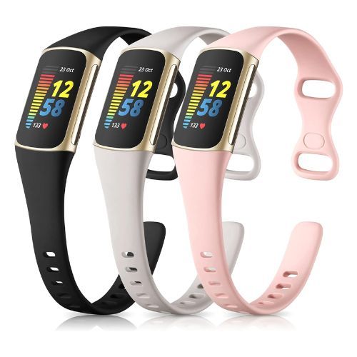 Maledan Slim Band (Fitbit Charge 6) in black, white, and pink