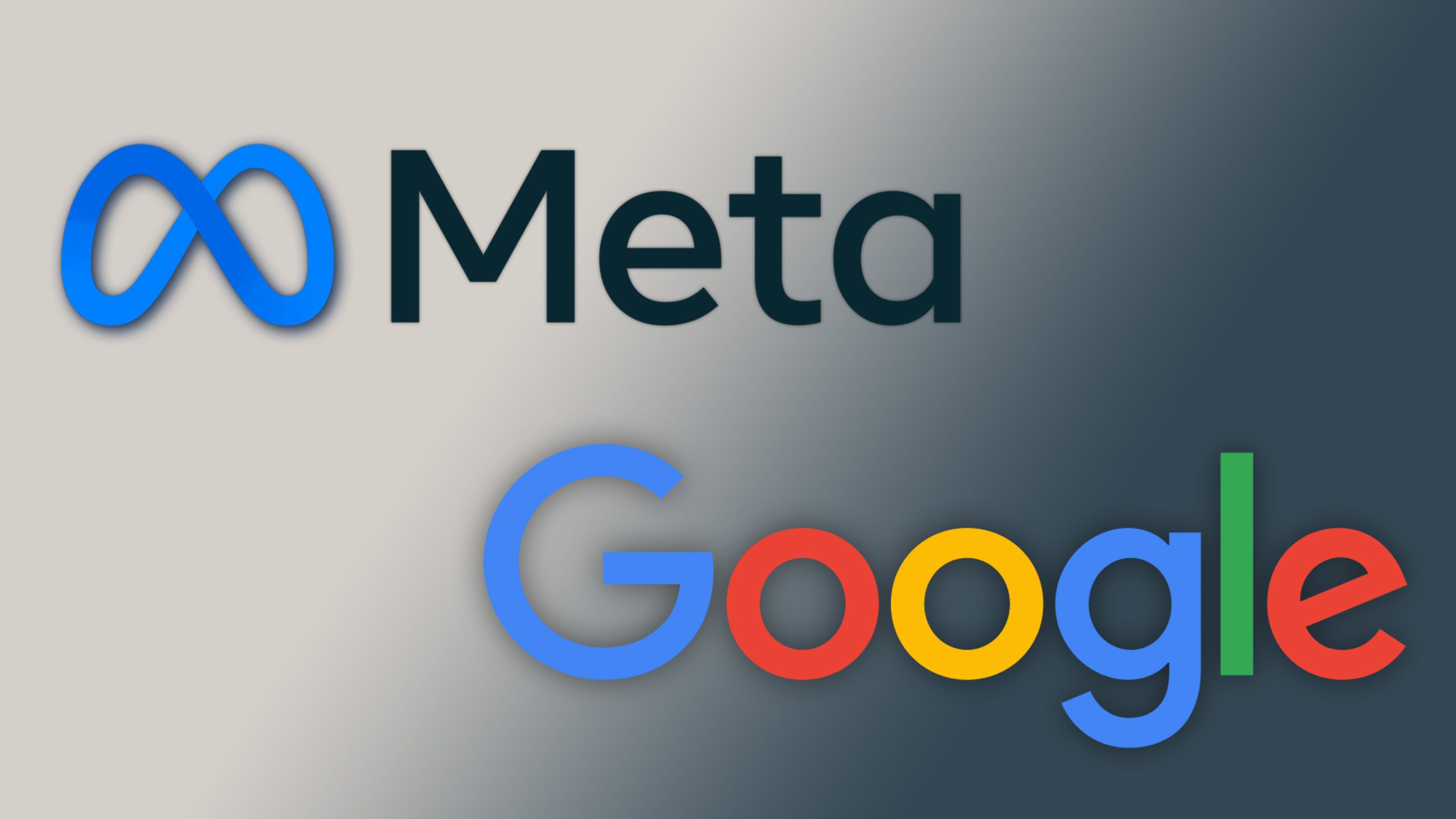 Meta and Google's logo arranged in a composition