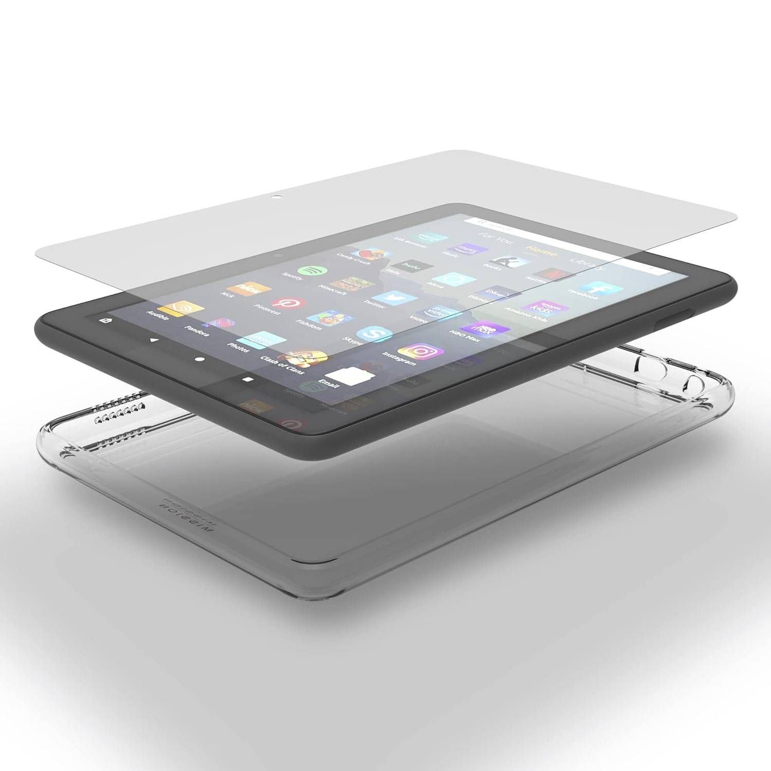 A render of the Mission Cables clear case and screen protector for the Fire 7