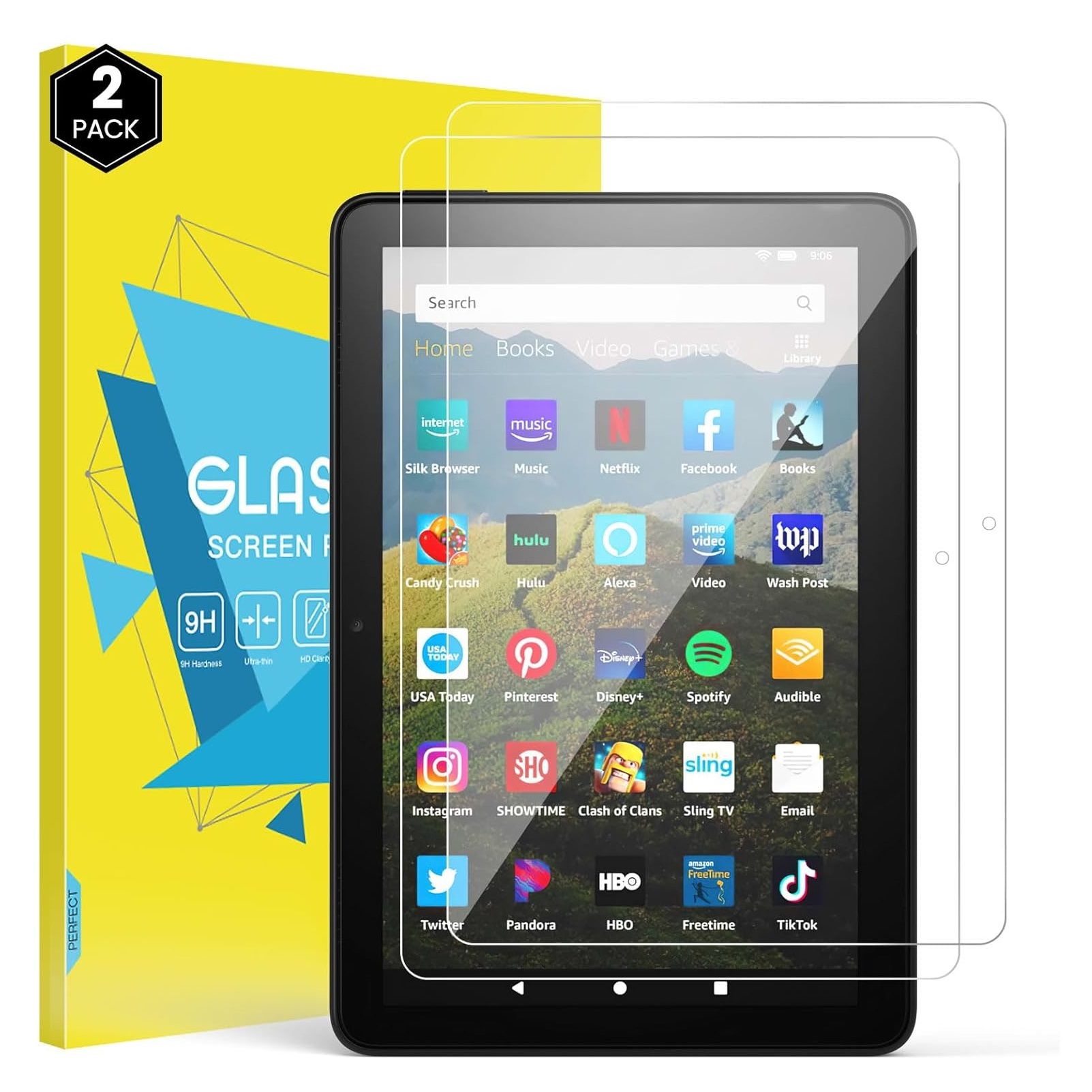 Moko Tempered Glass Screen Protector for Fire HD 8 on a white background