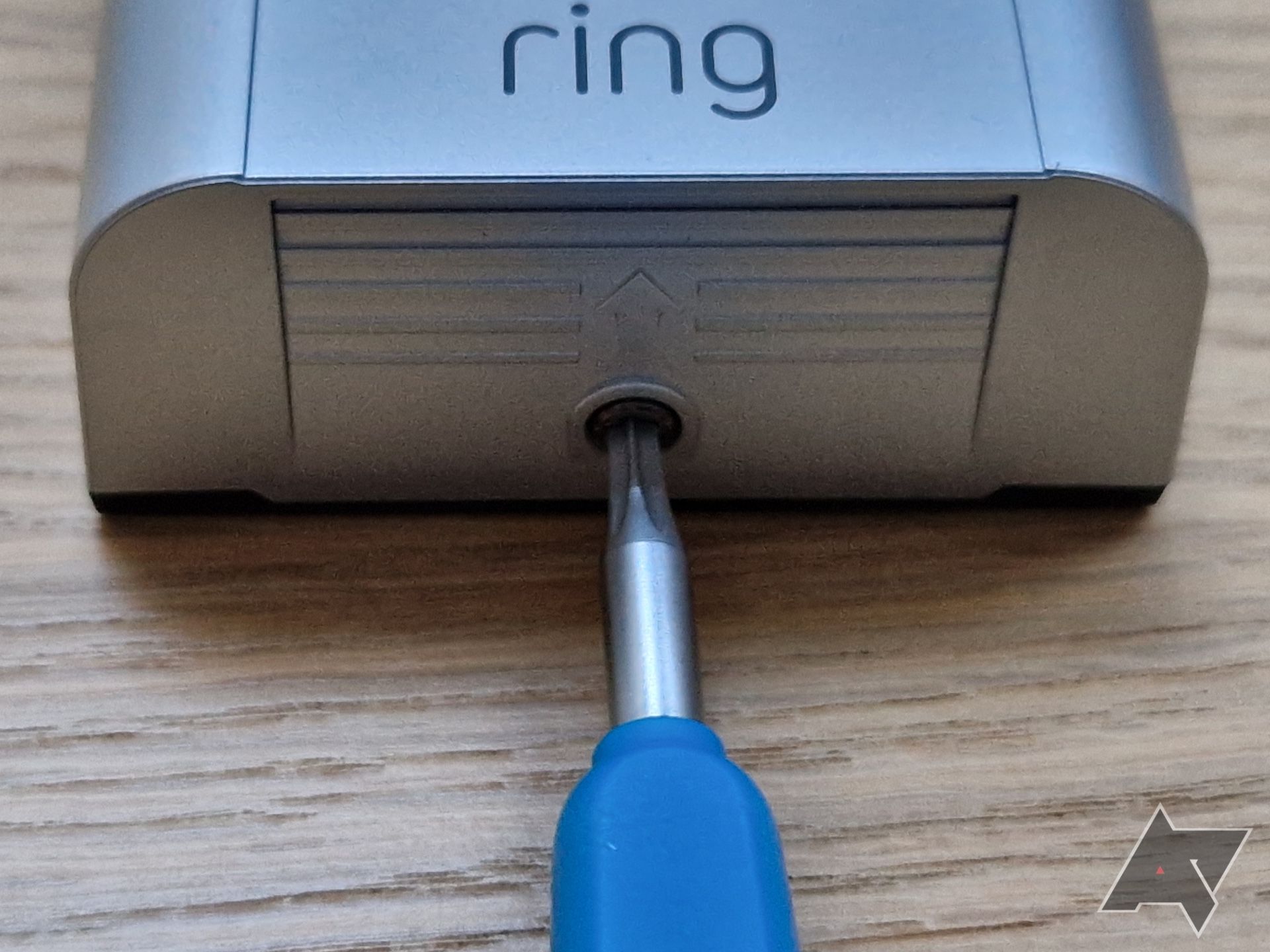 Ring Battery Doorbell Pro with a screwdriver