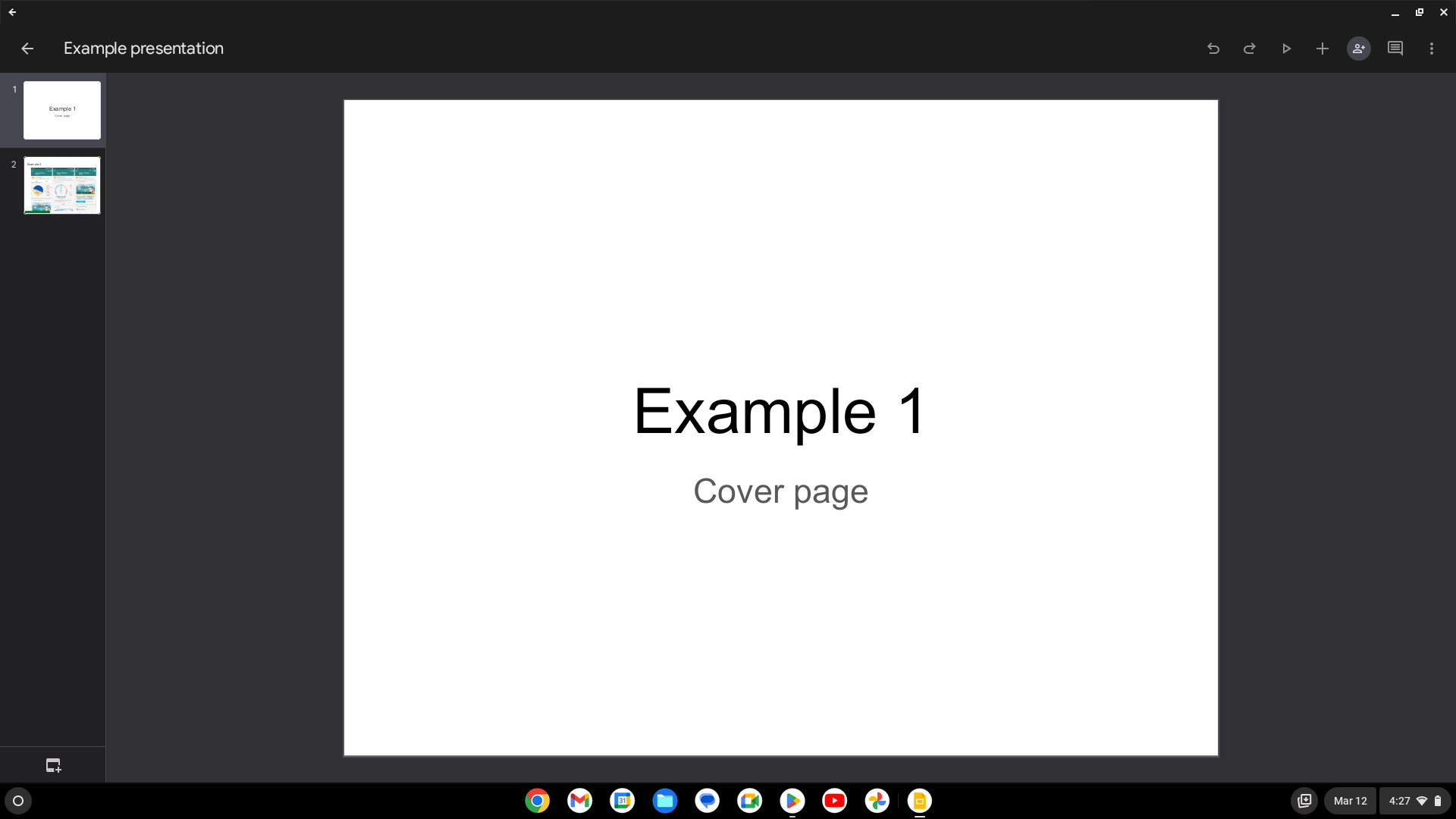 google slides android app on chromebook display