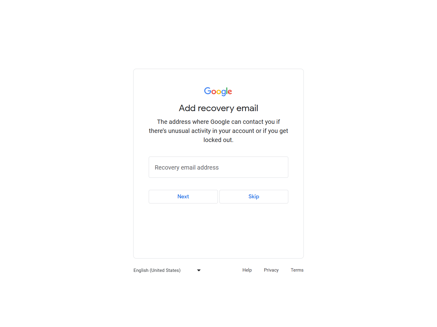 adding a recovery email to Gmail