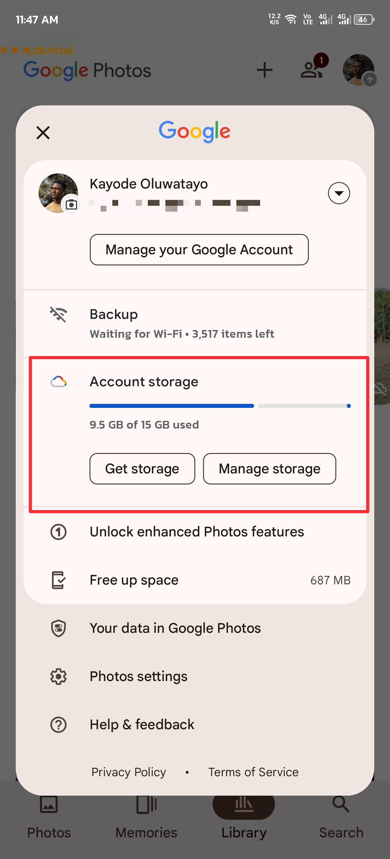 Managing your Google Photos cloud storage space