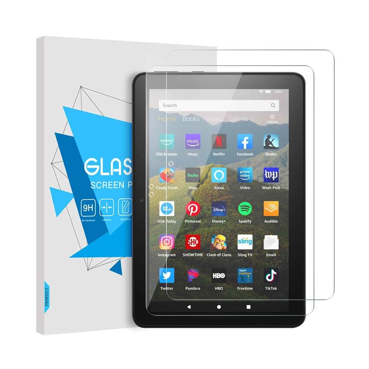 Timovo Tempered Glass Screen Protector for Fire HD 8 on a white background