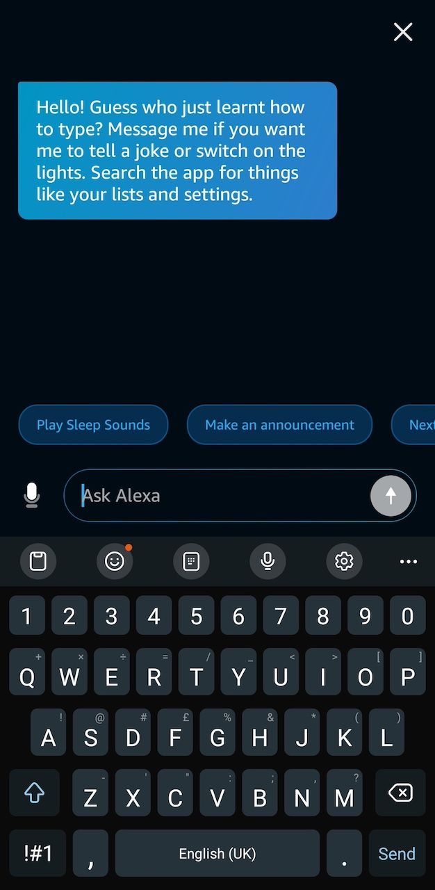 Typing Alexa commands in the Amazon Alexa app