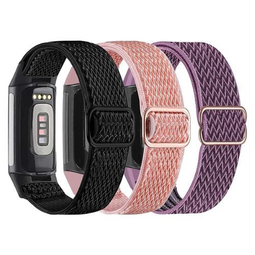 VOMA Nylon (Fitbit Charge 6) in black, coral, and purple