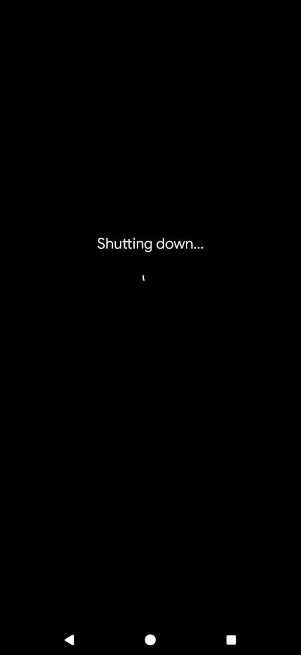 Screenshot showing a Google Pixel phone shutting down