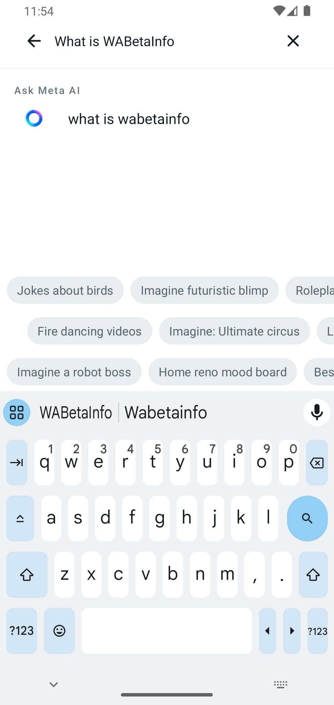 whatsapp showing Meta AI right within the search bar