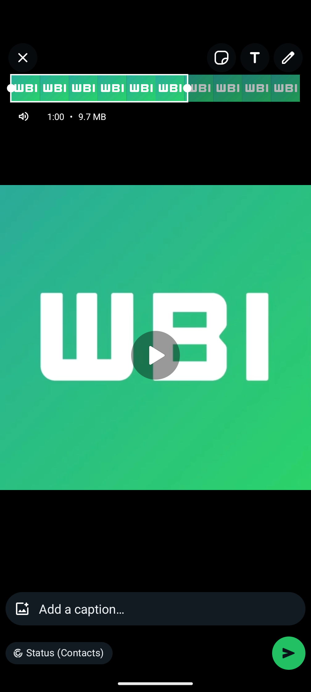 Screenshot of WhatsApp video status update sharing longer 