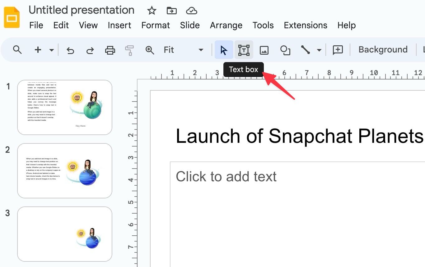 Add a text box in Google Slides