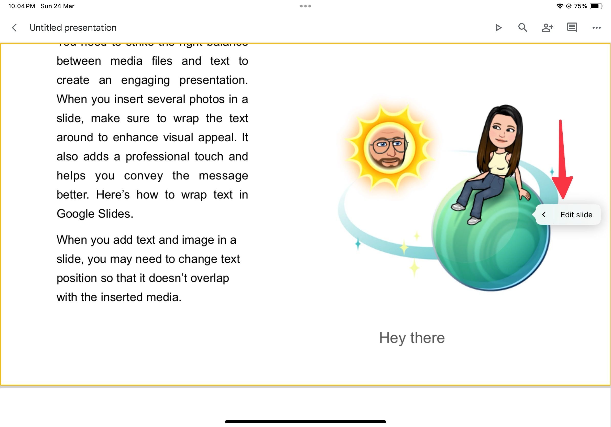 edit slide in Google Slides