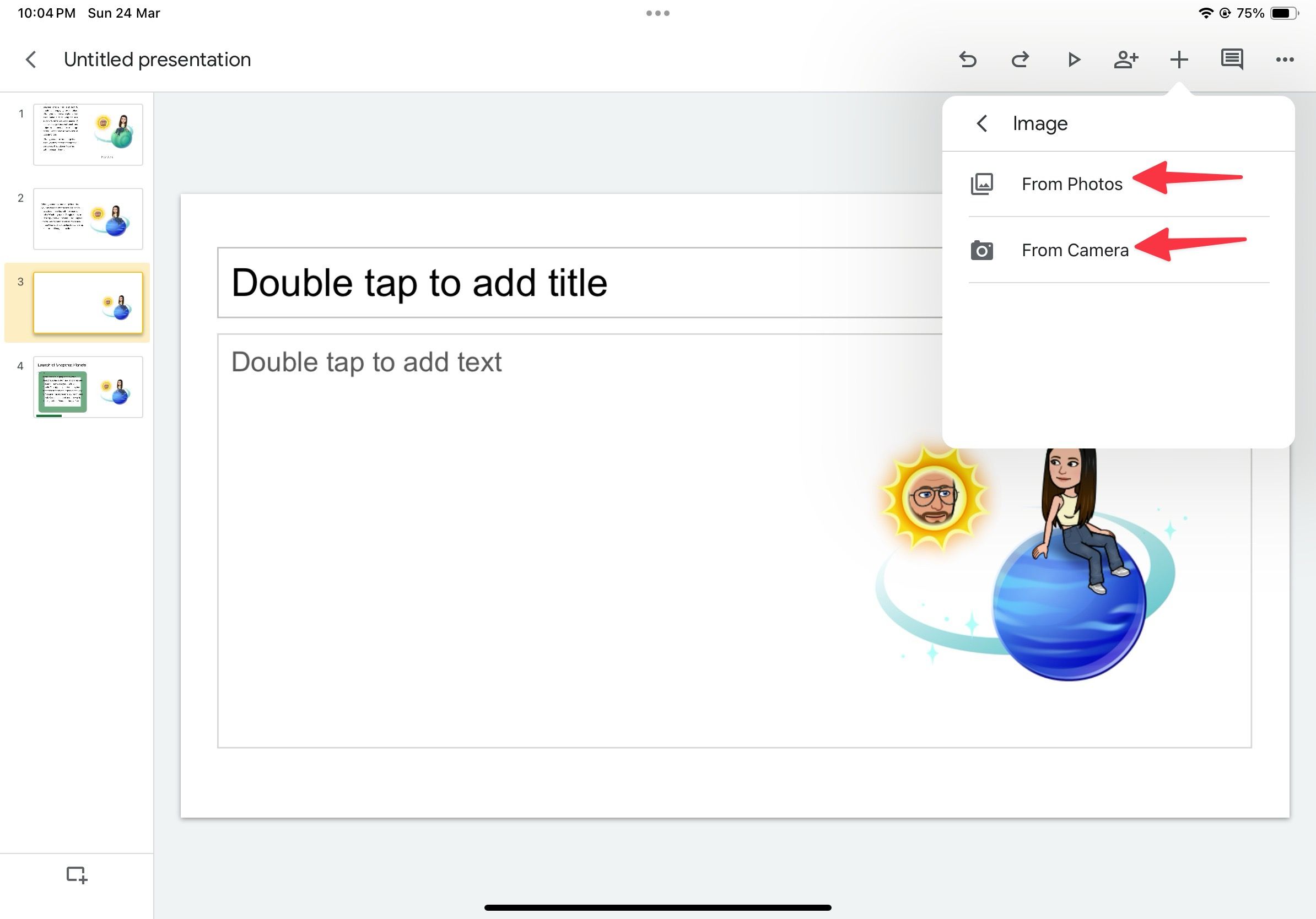 add image in Google Slides mobile