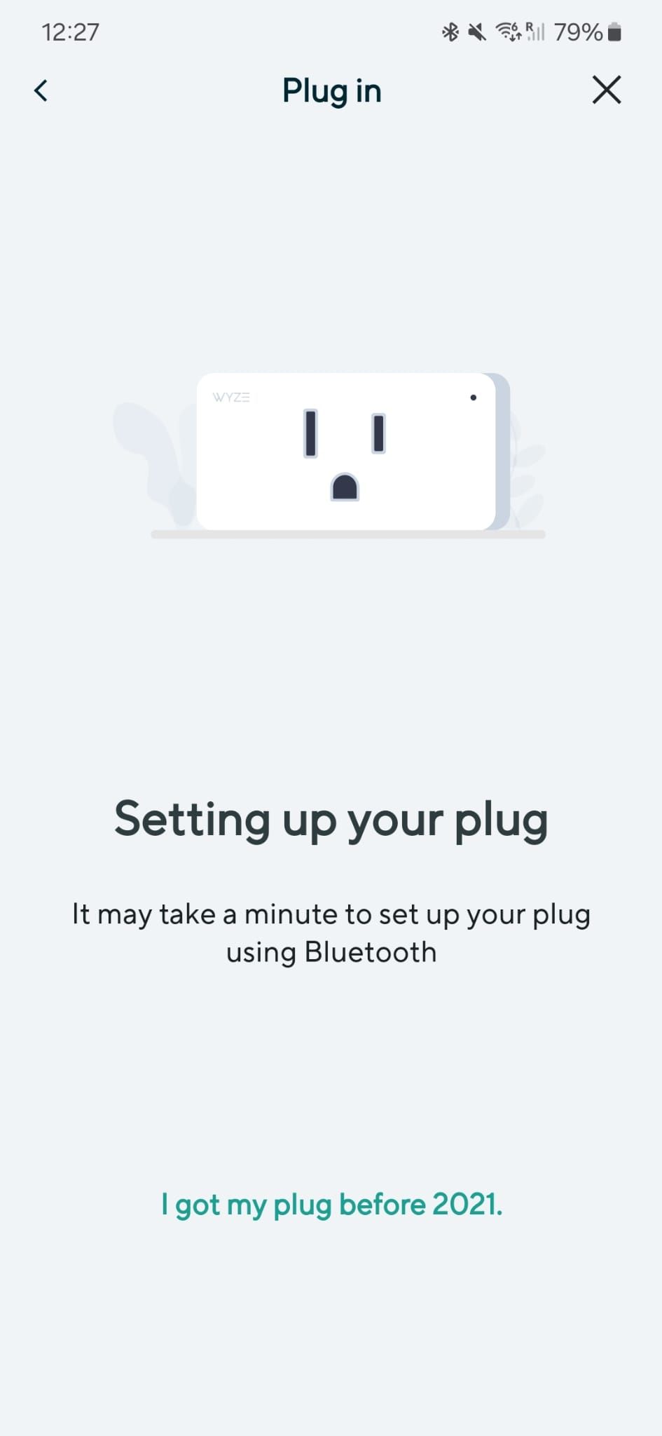 Screenshot of the Wyze app showing the specific process for pre-2021 Wyze Plugs