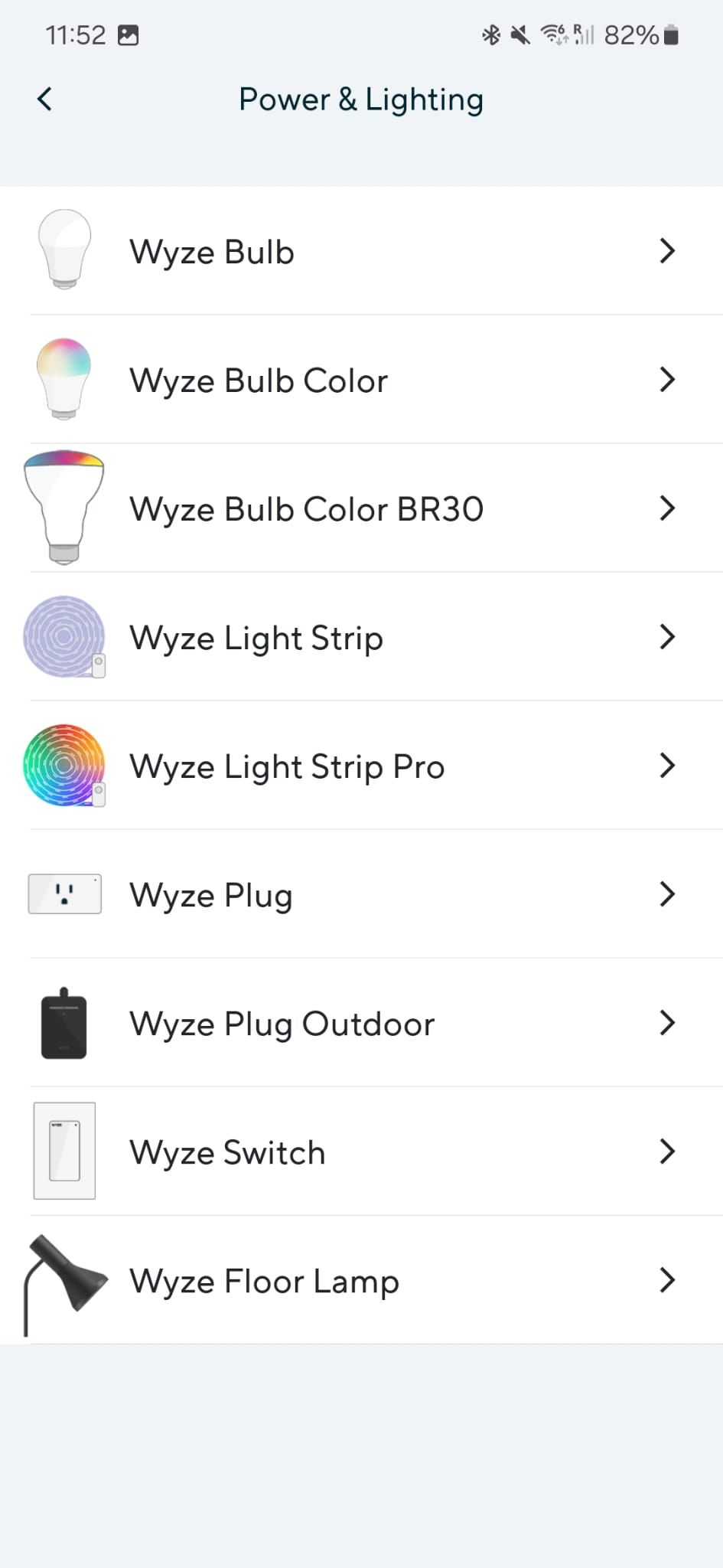 Screenshot of the Wyze app showing the device addition