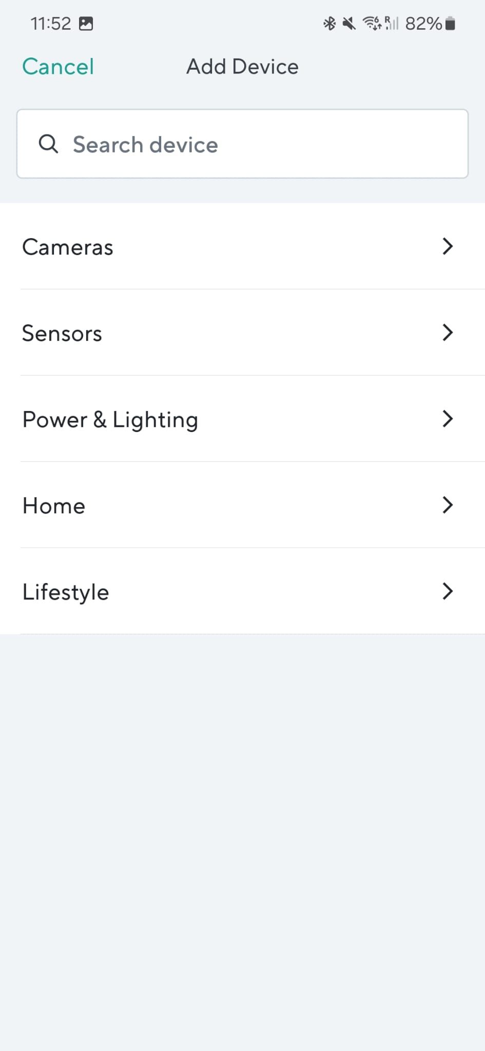 Screenshot of the Wyze app showing the device addition