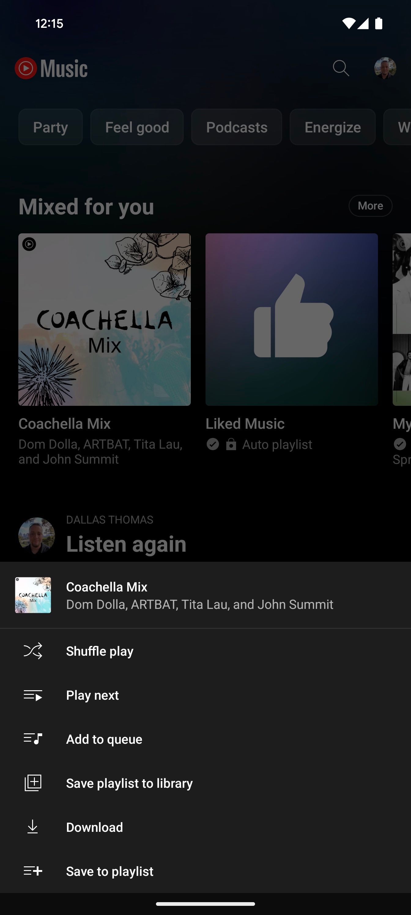 YouTube Music's enhanced overflow menu is now widely available