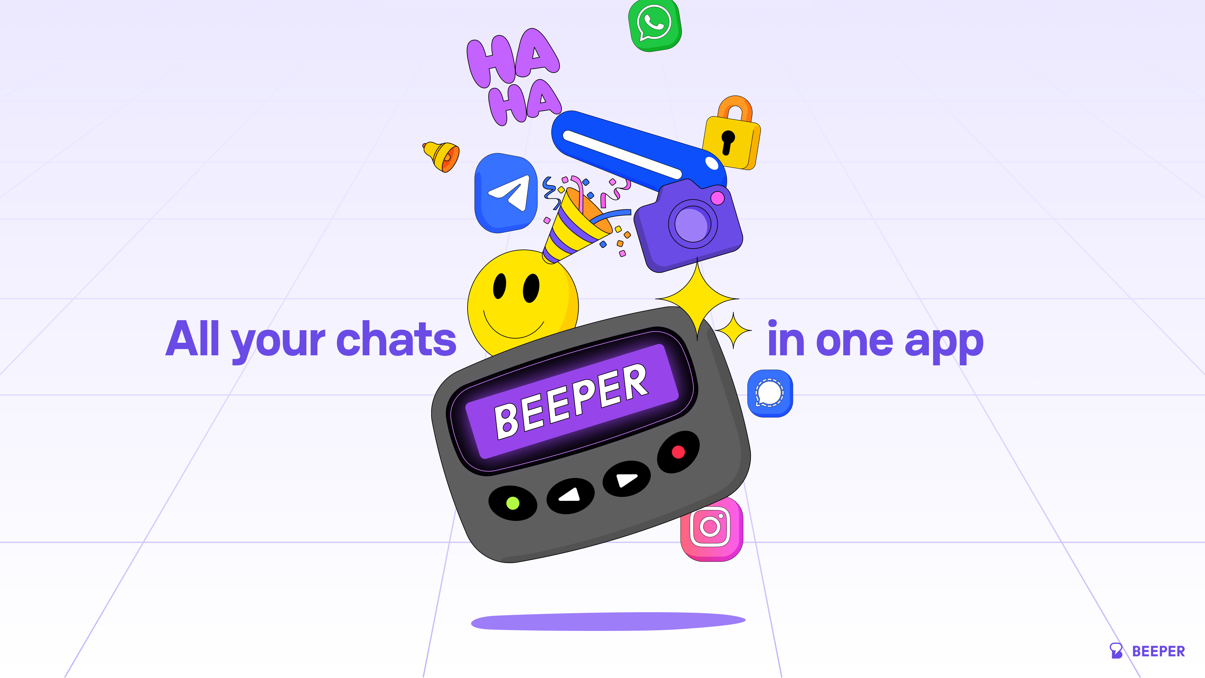 A graphic showing Beeper as an all-in-one app
