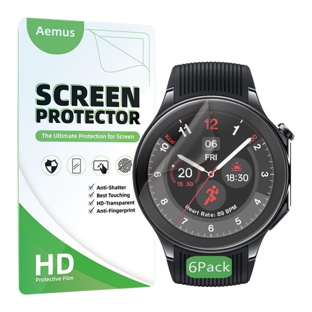 Aemus Screen Protector for OnePlus Watch 2 beside packaging