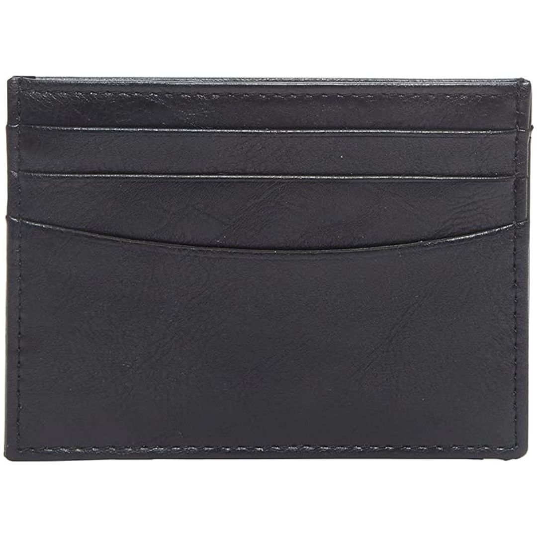 Amazon Essentials Slim Wallet in black with multiple storage comparments