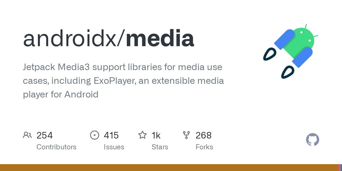 Ένα στιγμιότυπο οθόνης της σελίδας του προγράμματος αναπαραγωγής AndroidX Media3 στο GitHub.