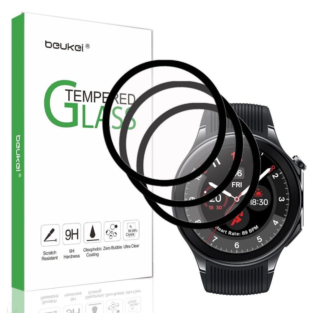 Beukei Screen Protector for OnePlus Watch 2 beside packaging