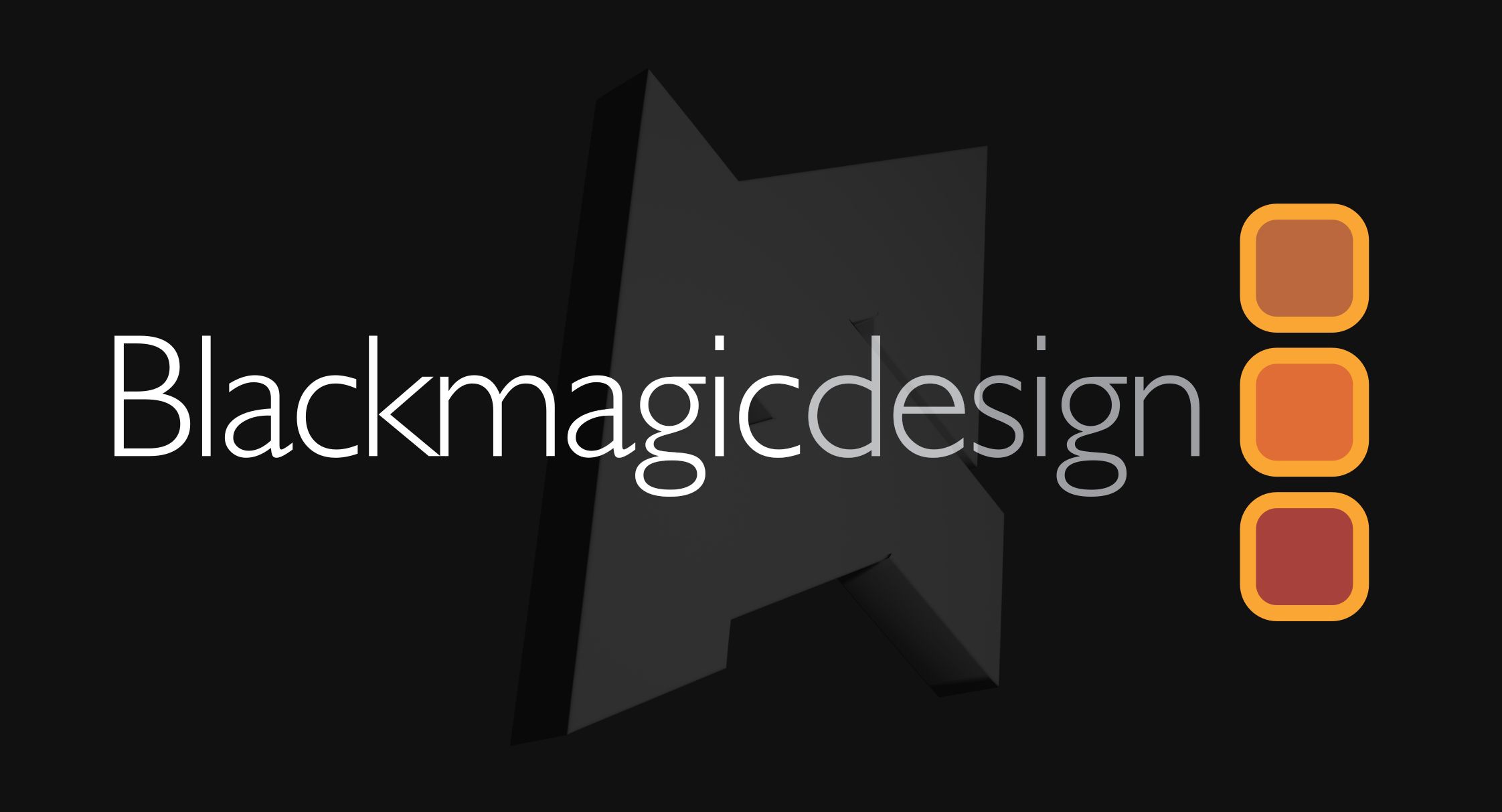 Blackmagic Design logo with AP logo in the background