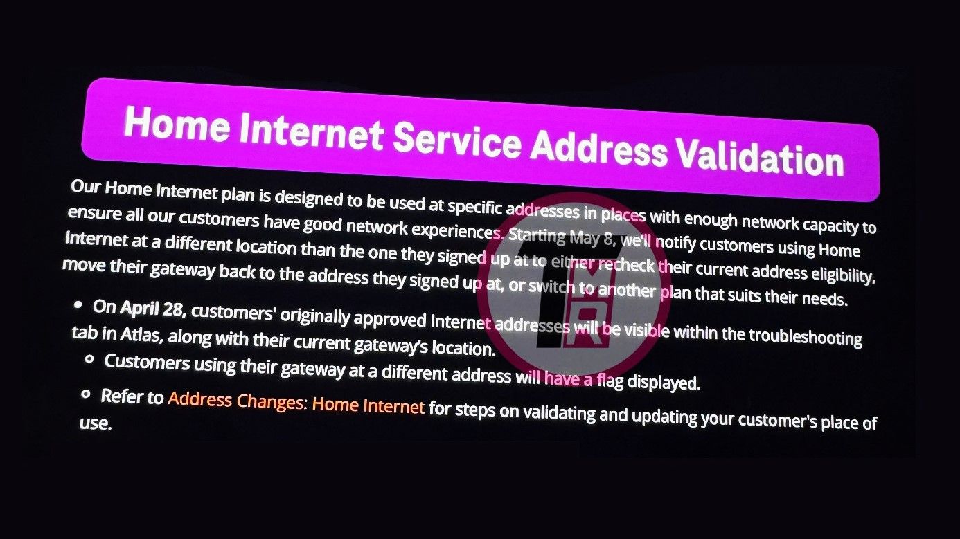 A screenshot of a leaked T-Mobile internet service announcement
