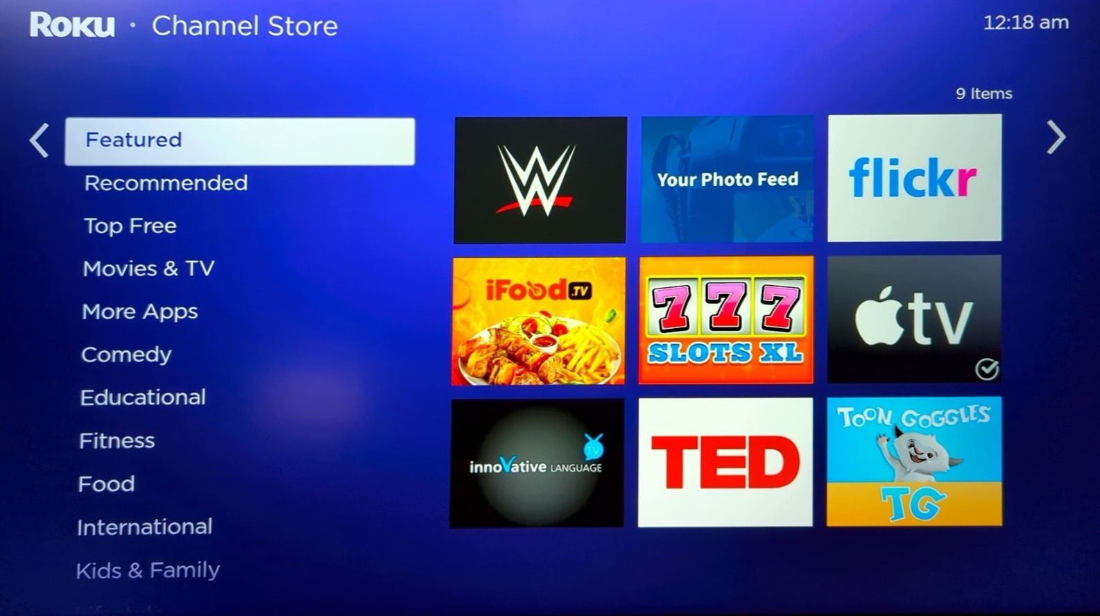 Channel Store on Roku