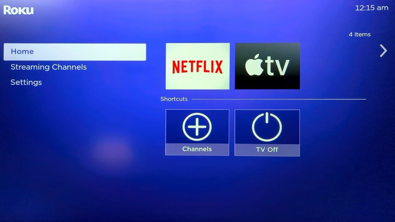 Roku home screen