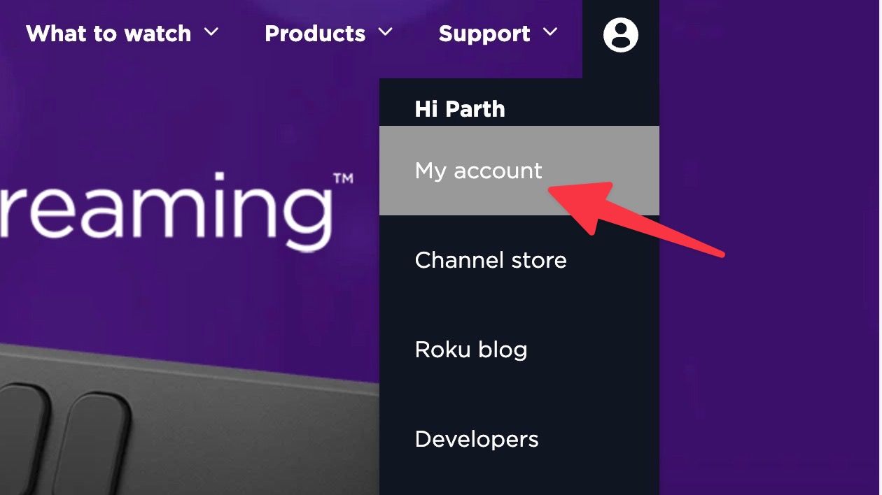 My account on Roku web