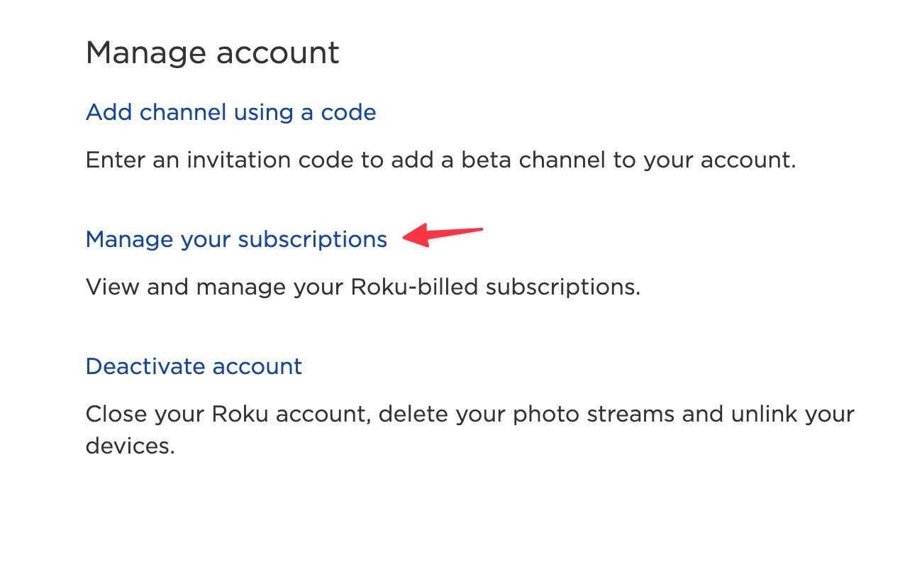 Manage your Roku subscription