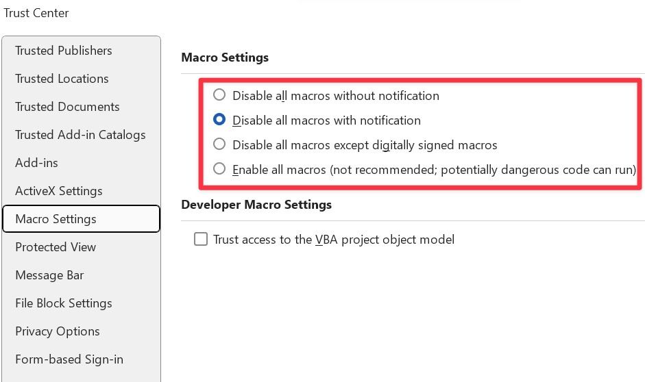 macro settings in Word